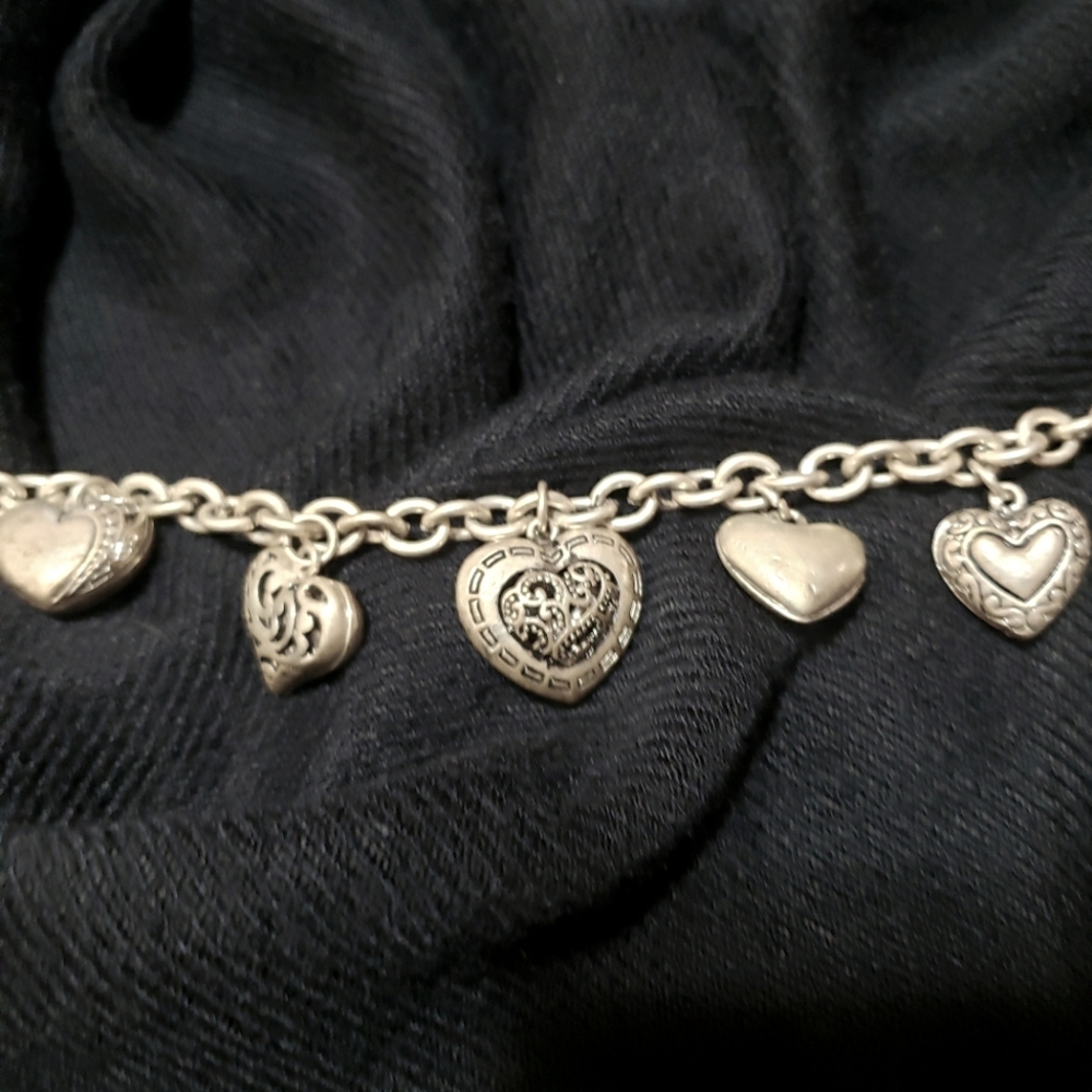 Sterling silver heart charm bracelet
